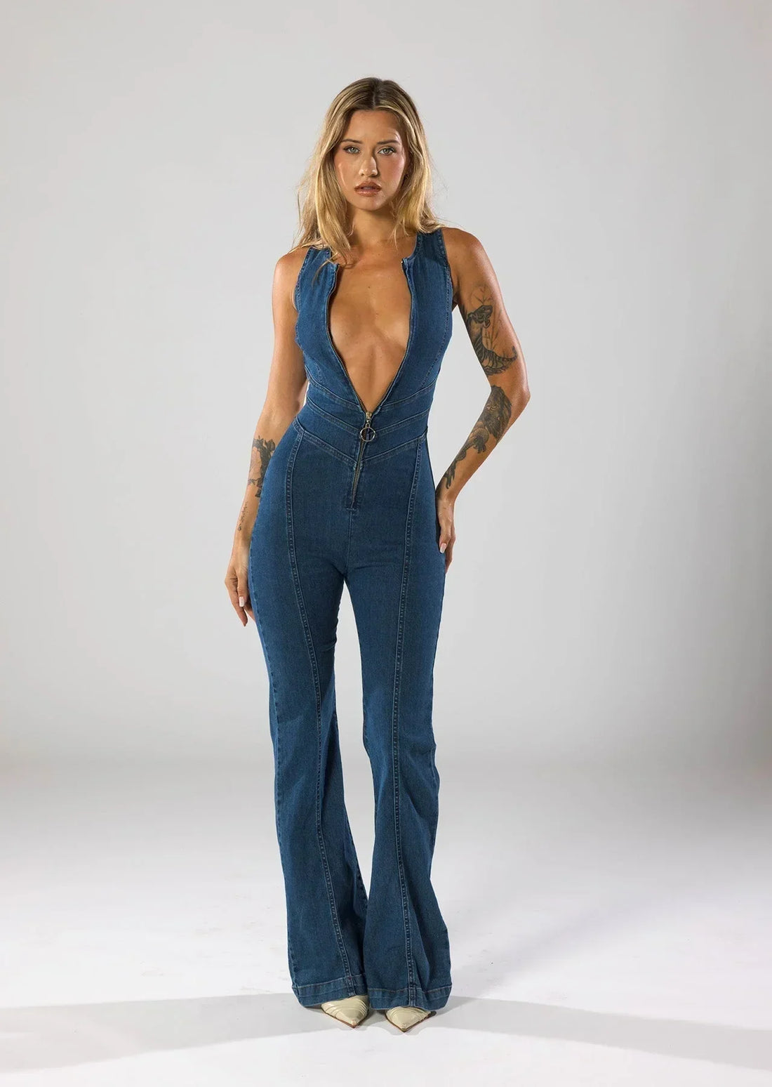 Lucie Backless Heart denim jumpsuit - Isla Secrets