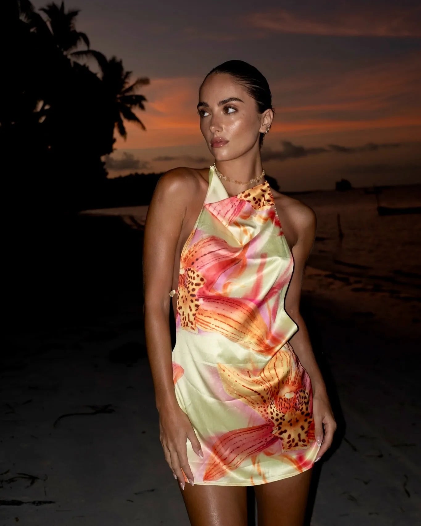 Lucia Backless Mini Dress With Flower Detail - Isla Secrets