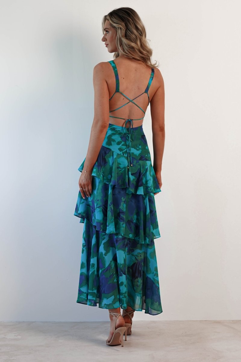 Alba Floral Print Maxi Dress | Green Print - Isla Secrets
