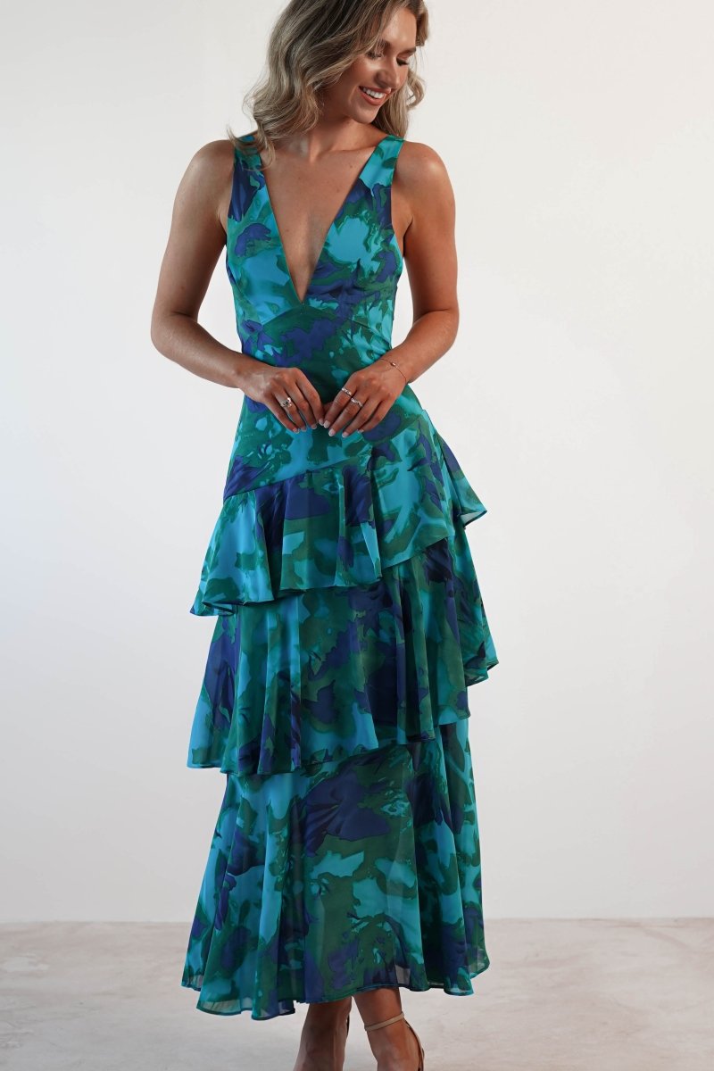 Alba Floral Print Maxi Dress | Green Print - Isla Secrets