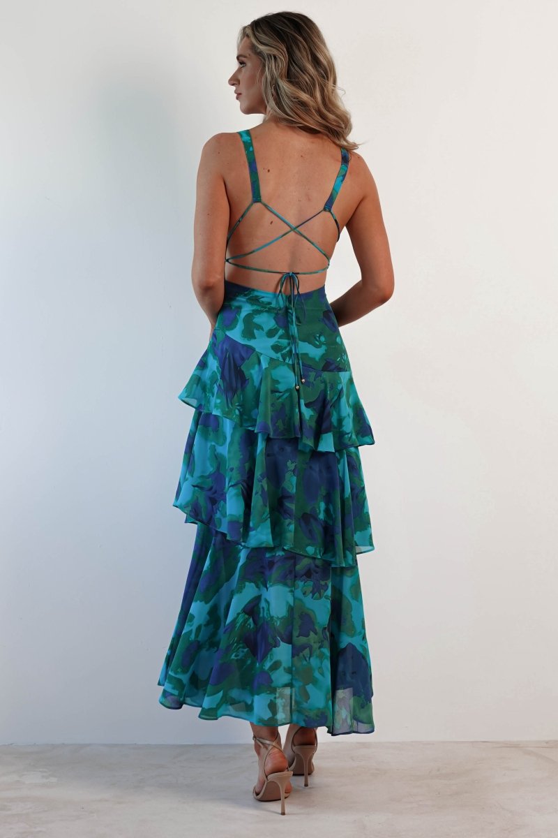 Alba Floral Print Maxi Dress | Green Print - Isla Secrets