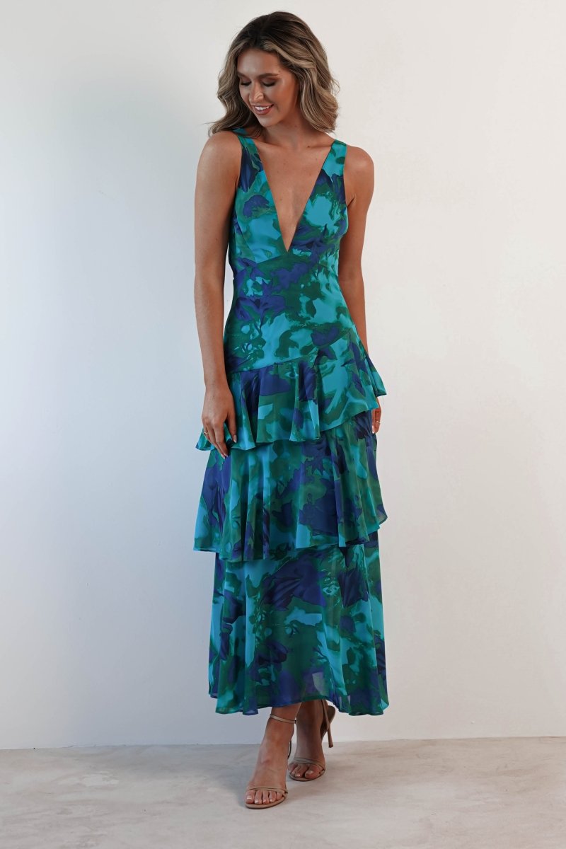Alba Floral Print Maxi Dress | Green Print - Isla Secrets
